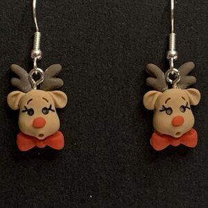 Reindeer Earring, Rudolph Earring, Gift Idea, Christmas Earring, Holiday Earring